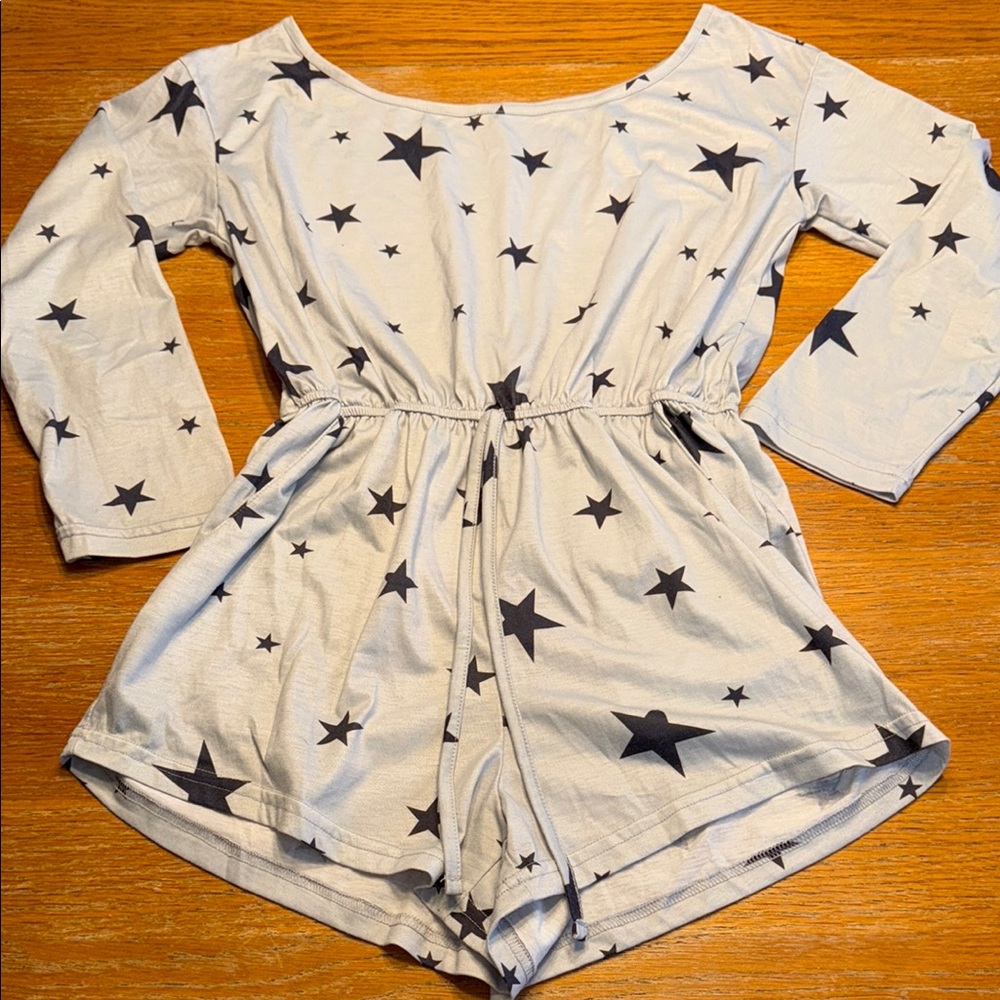SHEIN Blue Jumpsuit with Elastic Waist and Star Print